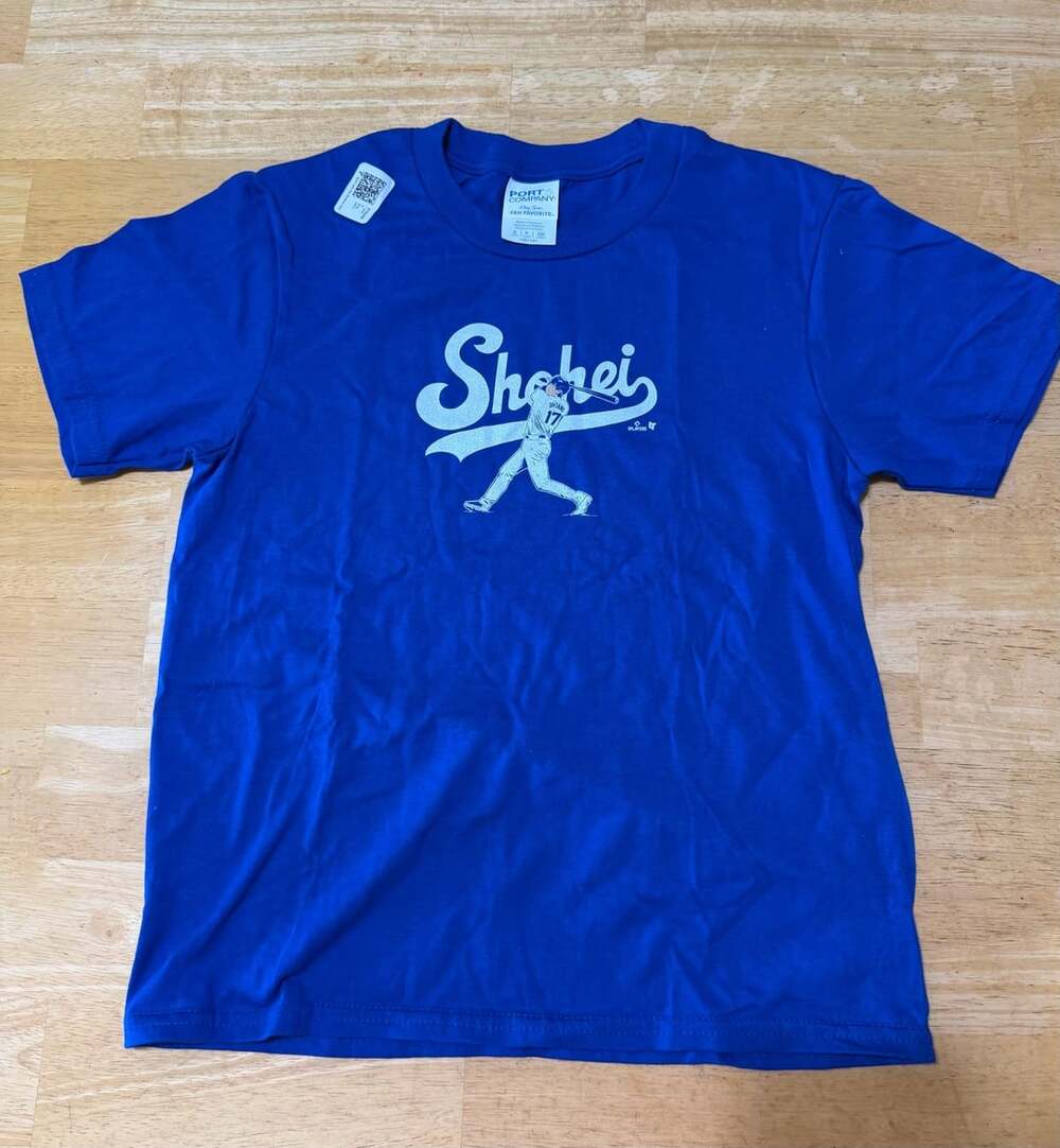 Port & Company Shohei Ohtani Baseball Youth Size S (128/7-8) Blue T-Shirt